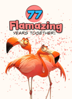 77 Years Wedding Anniversary Flamingo Pair