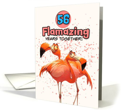 56 Years Wedding Anniversary Flamingo Pair card (1851330)