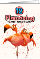 12 Years Wedding Anniversary Flamingo Pair card