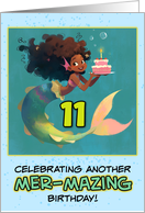 11 Years Old Happy Birthday African American Mermaid card