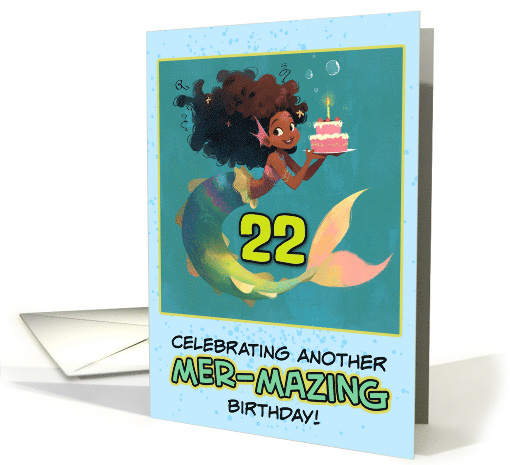 22 Years Old Happy Birthday African American Mermaid card (1851508)