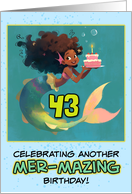 43 Years Old Happy Birthday African American Mermaid card