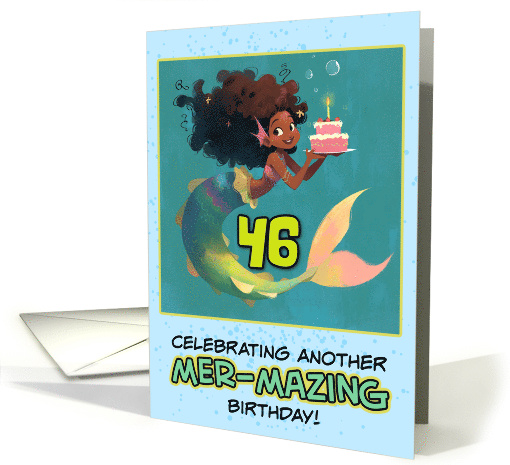 46 Years Old Happy Birthday African American Mermaid card (1851602)