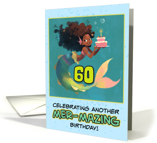 60 Years Old Happy Birthday African American Mermaid card (1851632)