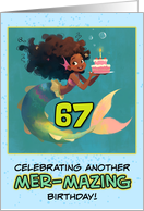 67 Years Old Happy Birthday African American Mermaid card