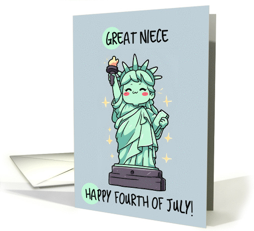 Great Niece Happy 4th of July Kawaii Lady Liberty card (1852022)