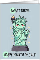 Great Niece Happy 4th of July Kawaii Lady Liberty card
