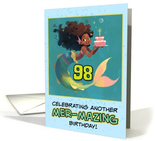 98 Years Old Happy Birthday African American Mermaid card (1852044)