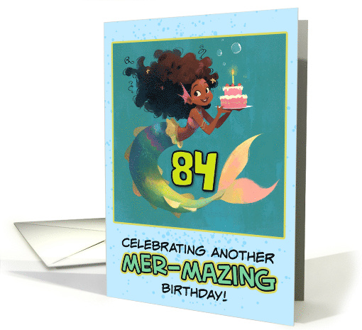 84 Years Old Happy Birthday African American Mermaid card (1852072)