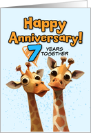 7 Year Wedding Anniversary Giraffe Pair card