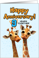 9 Year Wedding Anniversary Giraffe Pair card
