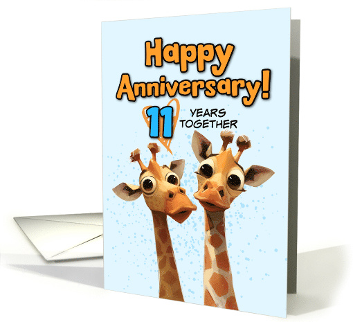 11 Year Wedding Anniversary Giraffe Pair card (1852112)
