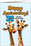 32 Year Wedding Anniversary Giraffe Pair card