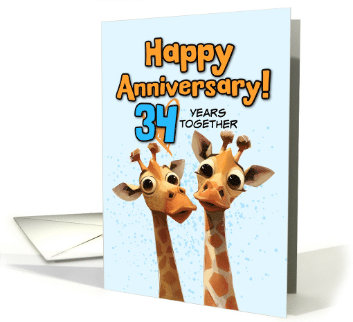 34 Year Wedding Anniversary Giraffe Pair card (1852162)