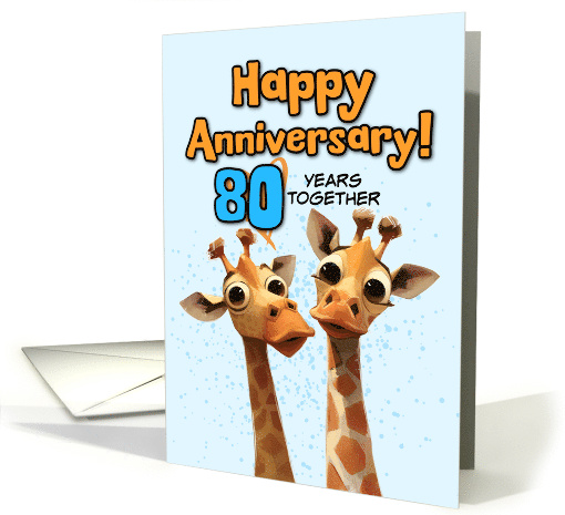 80 Year Wedding Anniversary Giraffe Pair card (1852202)
