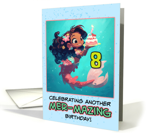8 Years Old Happy Birthday Latina Mermaid card (1852838)