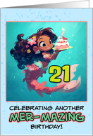 21 Years Old Happy Birthday Latina Mermaid card