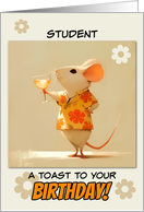 Student Happy Birthday Little Rat with Cocktail card