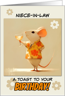 Niece in Law Happy Birthday Little Rat with Cocktail card