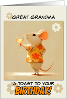 Great Grandma Happy Birthday Little Rat with Cocktail card