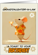 Granddaughter in Law Happy Birthday Little Rat with Cocktail card