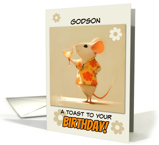 Godson Happy Birthday Little Rat with Cocktail card (1853432)