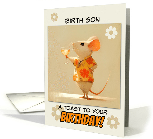 Birth Son Happy Birthday Little Rat with Cocktail card (1853544)