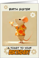 Birth Sister Happy Birthday Little Rat with Cocktail card