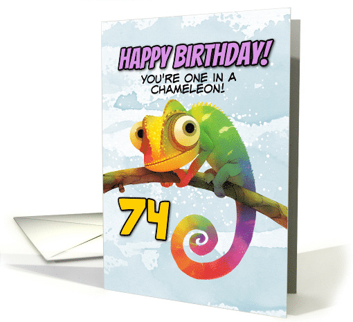 74 Years Old Happy Birthday Colorful Chameleon card (1853838)
