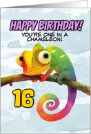 16 Years Old Happy Birthday Colorful Chameleon card