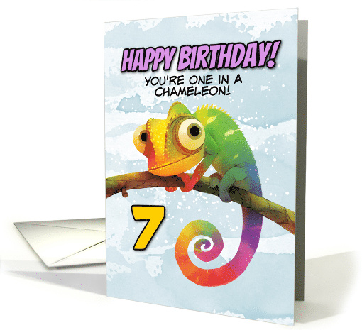 7 Years Old Happy Birthday Colorful Chameleon card (1853974)