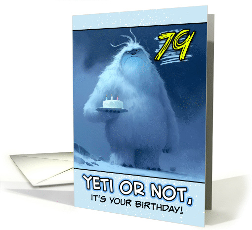 79 Years Old Happy Birthday Yeti with Birthday Cake card (1854218)