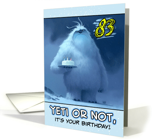 83 Years Old Happy Birthday Yeti with Birthday Cake card (1854228)