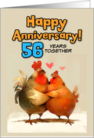 56 Year Wedding Anniversary Chicken Pair card