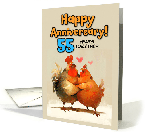 55 Year Wedding Anniversary Chicken Pair card (1854448)