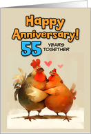 55 Year Wedding Anniversary Chicken Pair card