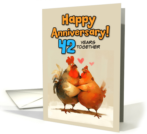 42 Year Wedding Anniversary Chicken Pair card (1854474)