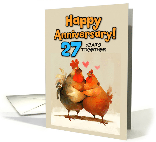 27 Year Wedding Anniversary Chicken Pair card (1854506)