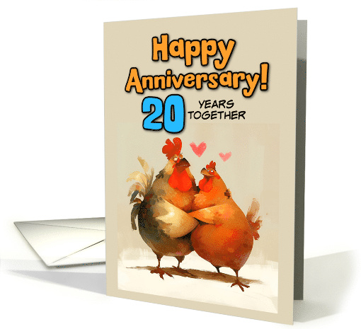 20 Year Wedding Anniversary Chicken Pair card (1854520)