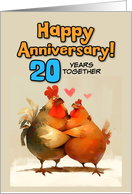 20 Year Wedding Anniversary Chicken Pair card
