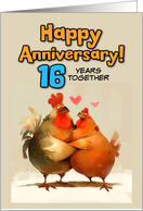 16 Year Wedding Anniversary Chicken Pair card
