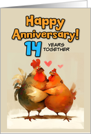 14 Year Wedding Anniversary Chicken Pair card