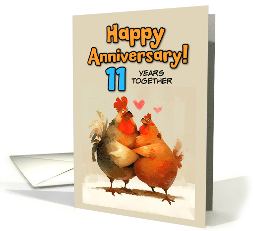 11 Year Wedding Anniversary Chicken Pair card (1854538)