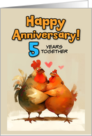5 Year Wedding Anniversary Chicken Pair card