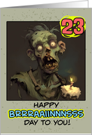 23 Years Old Happy Birthday Zombie with Cupcake card