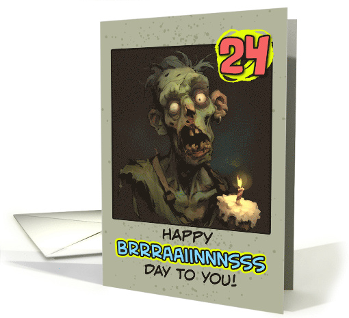 24 Years Old Happy Birthday Zombie with Cupcake card (1854580)