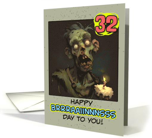 32 Years Old Happy Birthday Zombie with Cupcake card (1854596)