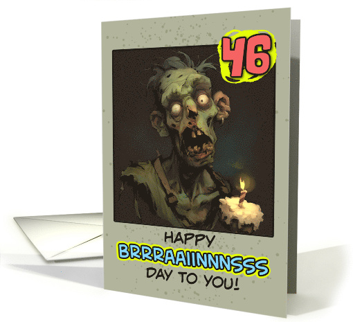 46 Years Old Happy Birthday Zombie with Cupcake card (1854624)