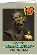 46 Years Old Happy Birthday Zombie with Cupcake card