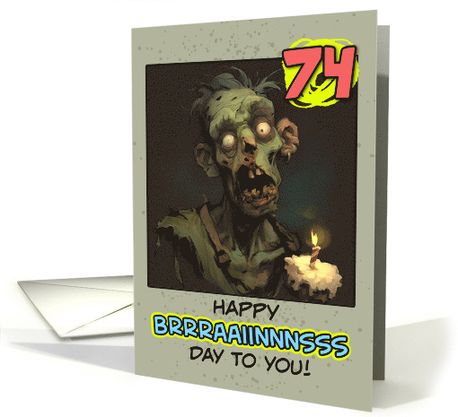 74 Years Old Happy Birthday Zombie with Cupcake card (1854682)